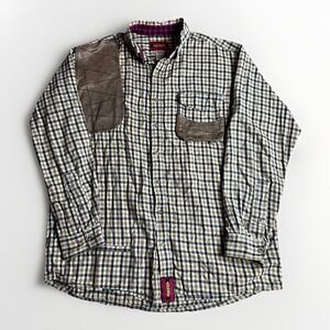 Braeval Tiera Field Shirt Mens Large Brown Check Merino Wool Hunting Shooting